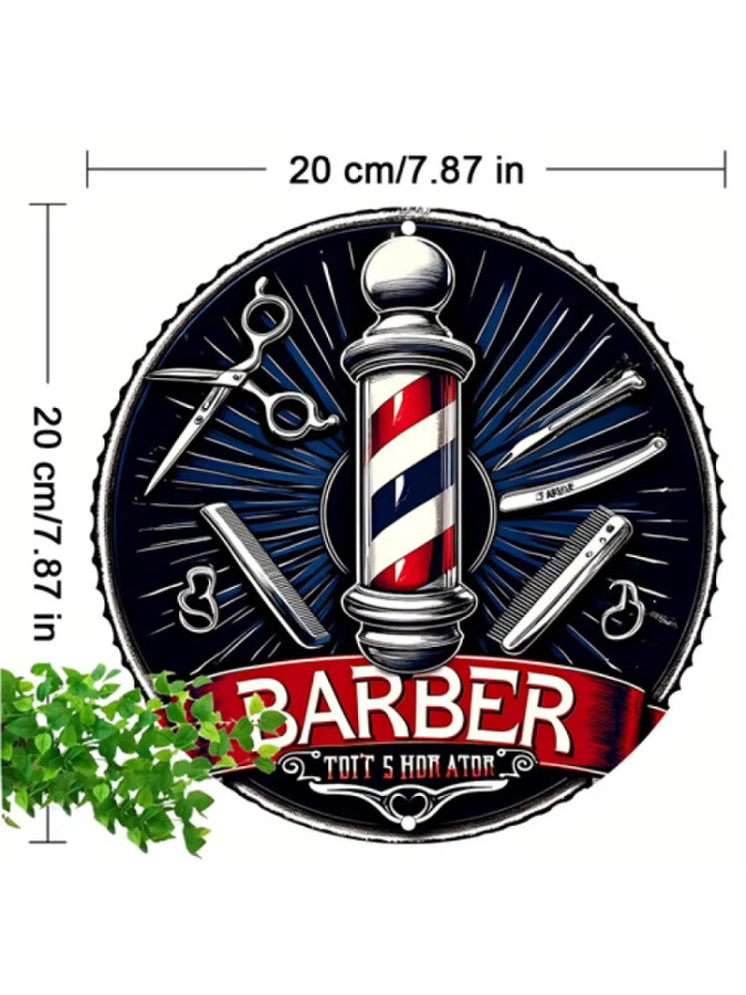 Potdemiel Vintage Barber Pole Metallschild, rund, Mehrfarbig, Durchmesser: 20,32 cm - Bild 6