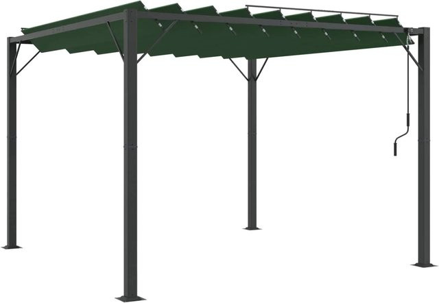 vidaXL Gazebo mit Lamellen-Dach in Grün aus Aluminium und Polyester, B/T/H: 300 x 300 x 214 cm - Bild 1
