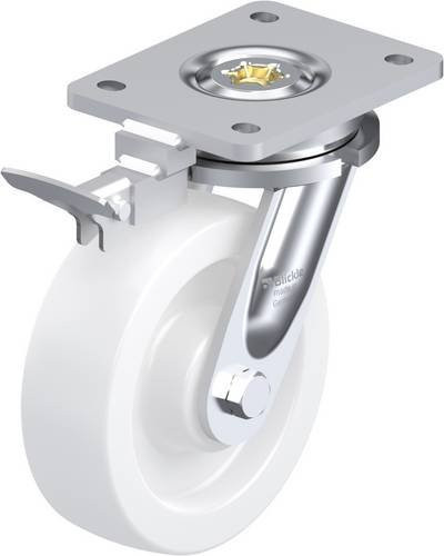 Blickle Lenkrolle LO-SPO 160G-RI4 mit Feststeller, Farbe Weiß, Rad-Durchmesser: 160 mm, Tragfähigkeit: 850 kg - Bild 1