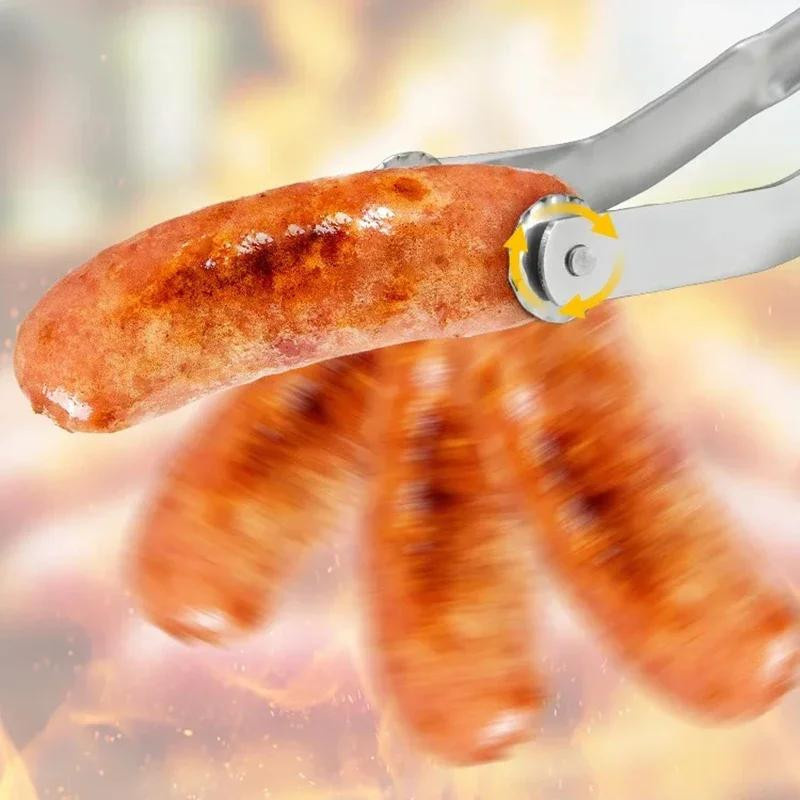 Mehrzweck-Grillzange aus Metall in Silber zum Wenden von Würstchen und Grillgut - Bild 3