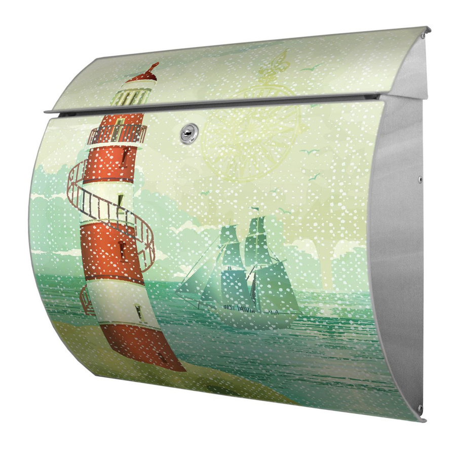 Wandbriefkasten Toscana von Burg-Wächter mit Leuchtturm-Motiv, Edelstahl, B/H/T: 38 x 33 x 11 cm - Bild 1