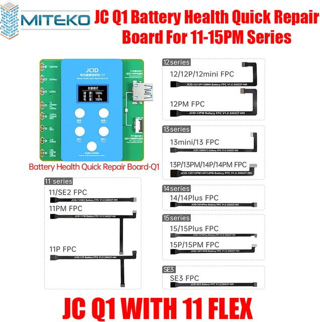 JCID JCQ1 2026 Batteriereparatur-Board für iPhone 11 bis 15 Pro zur Behebung von Fenster- und Pop-up-Problemen und zur Modifikation des Batteriezustands ohne FPC-Erfordernis - Bild 1