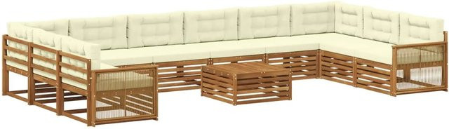 vidaXL Sofagarnitur aus Massivholz Akazie mit 11 Kissen in Beige - Bild 1