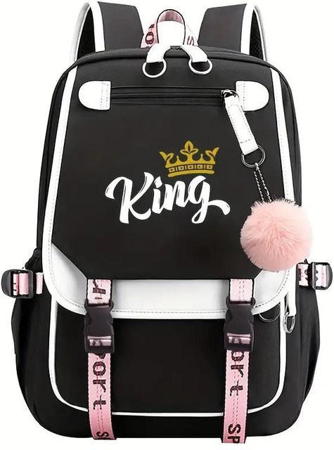 3-teiliges Schulrucksack-Set in Schwarz aus Oxford-Stoff mit großem Fassungsvermögen inklusive Federmäppchen und Schultergurt - Bild 1