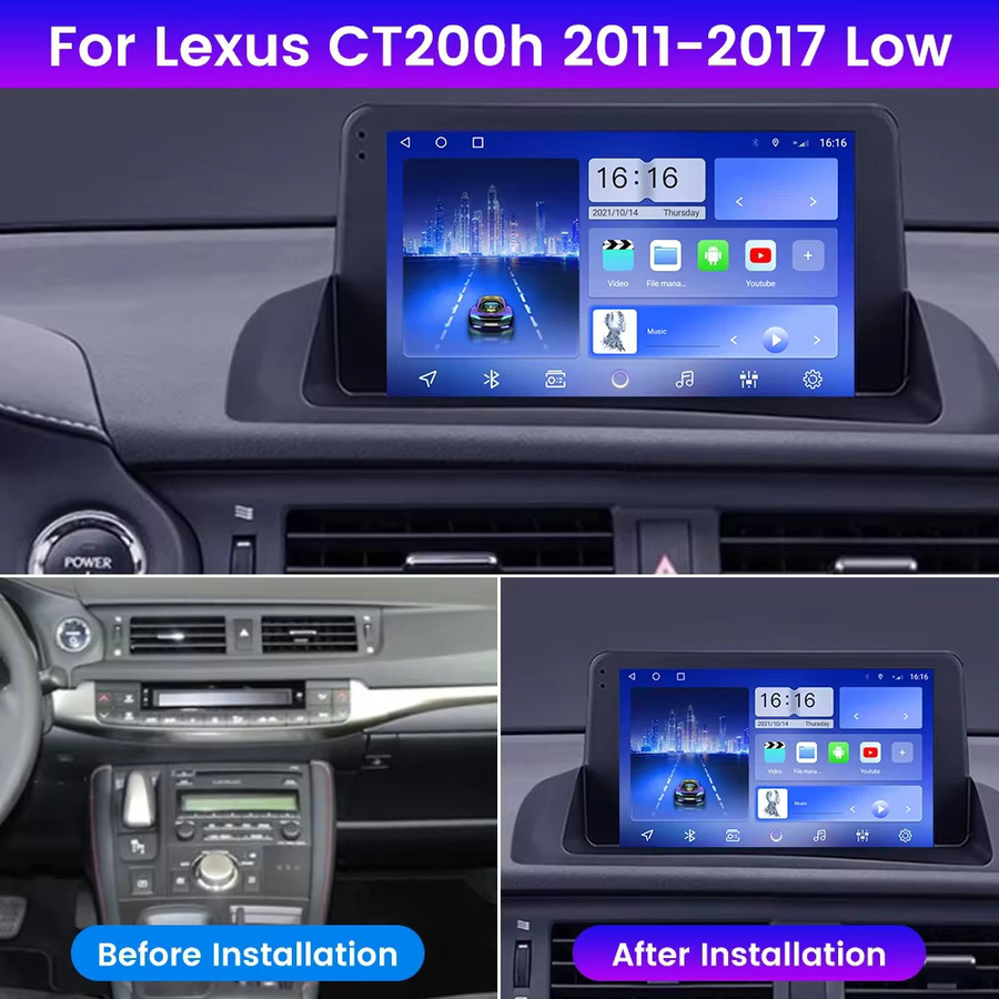 KUNFINE Android Autoradio für Lexus CT200h 2011-2017 mit GPS, Carplay und Android Auto, 2Din Octa-Core Stereoanlage mit IPS-Bildschirm, Schwarz - Bild 3
