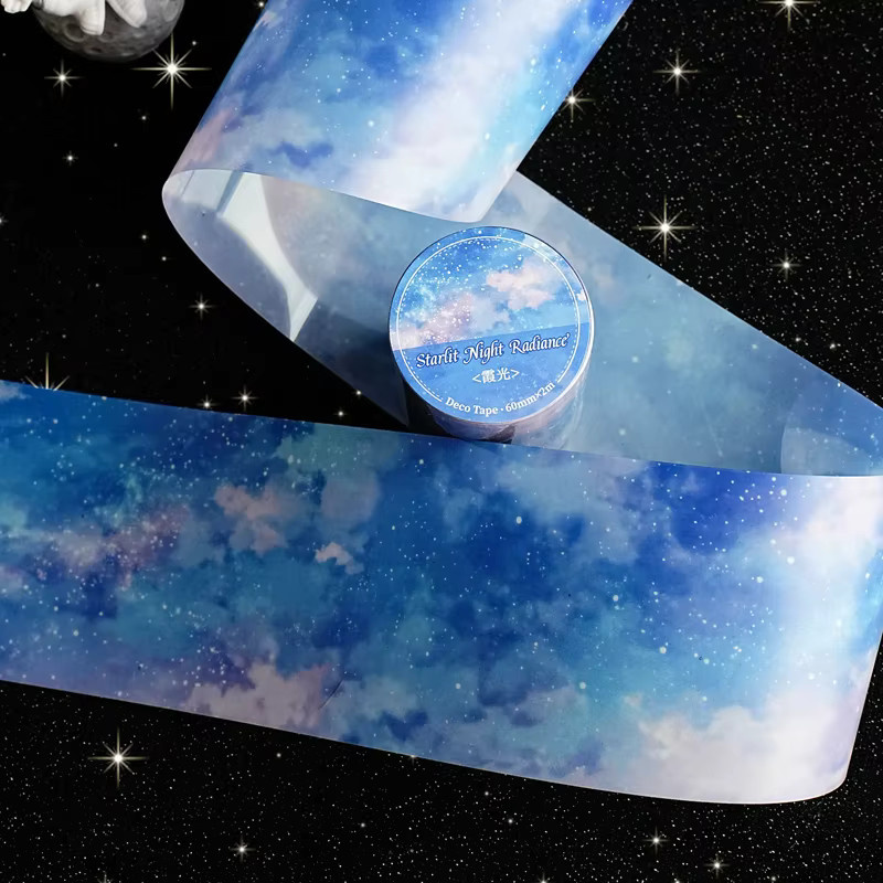 JIANQI Washi Tape Himmel Wolken Landschaft Blau für Scrapbooking und DIY Collage, Breite: 6 cm, Länge: 200 cm - Bild 3