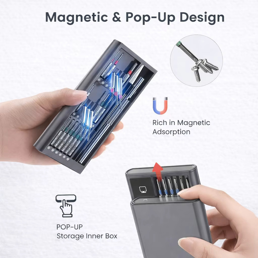 36-in-1 Präzisions-Schraubendreher-Set aus S2-Stahl mit magnetischen Bits für Elektronik, Smartphone und Laptop - Bild 3