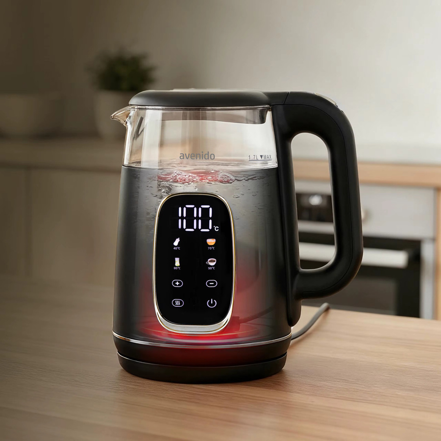 Avenido Elektro-Glaskessel AV1310 in Transparent/Schwarz mit Temperaturregelung, Warmhaltefunktion und 2200 W, 1,7 l - Bild 3
