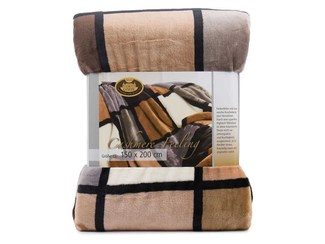 GÖZZE Deko mit Cashmere-Feeling in Taupe, Creme und Schoko, B/T: 200 x 150 cm - Bild 2