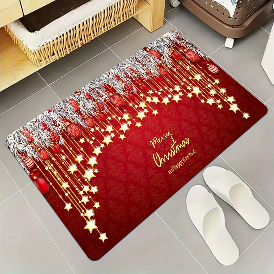 VIKAMA Badezimmer Matte Weihnachten, rutschfest und schnell trocknend, rot, rechteckig - Bild 2