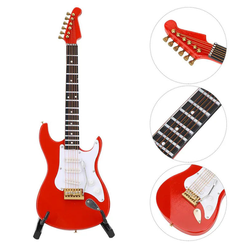 GoolRC Miniatur Rotes E-Gitarrenmodell als Musikinstrument Handwerk Ornament und Geschenk - Bild 5