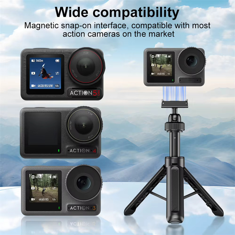 DJI Magnetisches Schnellverschluss-Kamerastativ für Osmo Action 5 Pro/4/3 als Teleskop-Selfie-Stick-Griff mit 360-Grad-Kugelkopf in Schwarz - Bild 4