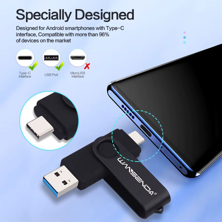 WANSENDA 2-in-1 USB 3.0 Typ C USB-Stick OTG Pendrive in Purple - Bild 4