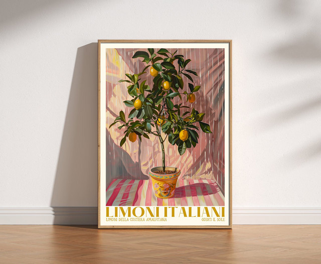SHENCHEN Zitronenbaum-Poster Limoni Italiani Botanik-Druck im mediterranen Sommer-Stil, Mehrfarbig - Bild 1