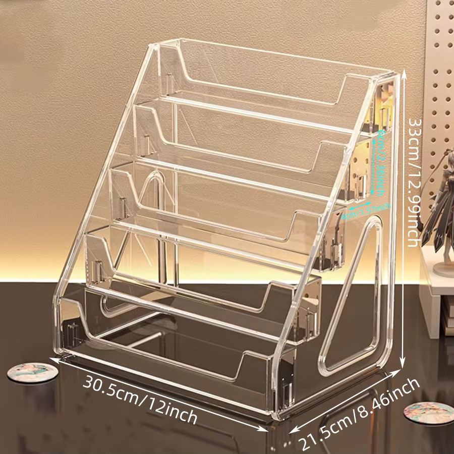Transparentes Desktop-Aufbewahrungsregal aus Kunststoff für Karten und Grußkarten mit geometrischem Design - Bild 6