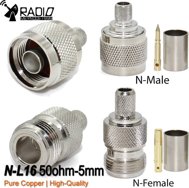 MEYNOOE N-Typ Koaxialstecker Gerade, 50 Ohm, Silber, passend für RG59 LMR240 CNT240 Kabel - Bild 1