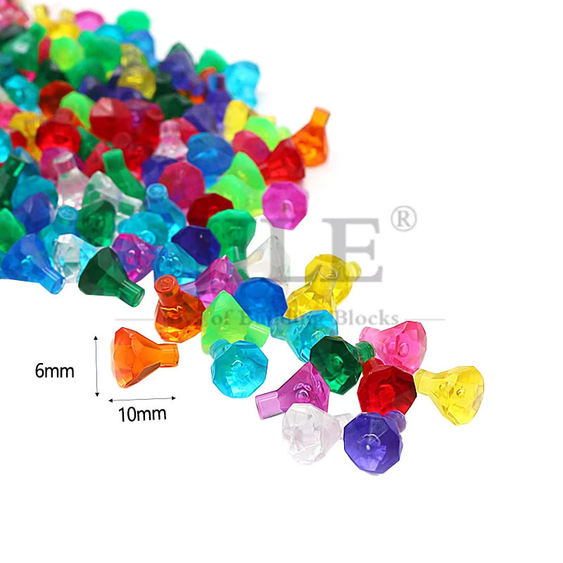 Jile MOC 30153 Mini Bricks Edelsteine 1x1 Facetten Diamanten in Lila und Bunt, 50 Stück Nachfüllpackung für DIY Spielzeug aus Kunststoff - Bild 3