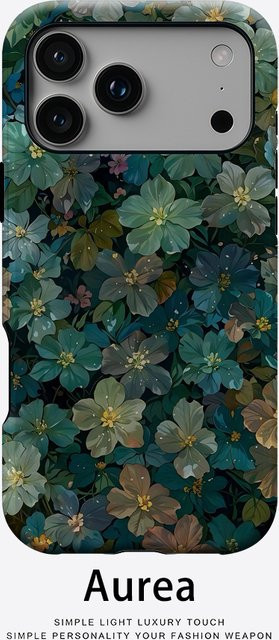 Potdemiel Magnetische Handyhülle mit blaugrünem Blumenlabyrinth für iPhone 17 16 15 14 13 Pro Max Plus, robuste Doppelschicht-Schutzhülle in Türkis und Multicolour - Bild 1