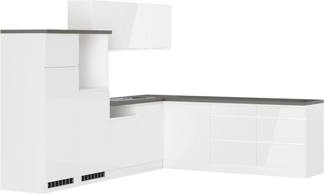 Held Winkelküche Gera in Weiß und Beton, Breite: 300 cm - Bild 1