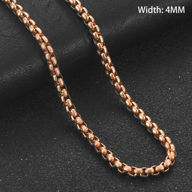 Halskette Edelstahl, Roségold, Rolo, 100 cm, Unisex - Bild 1