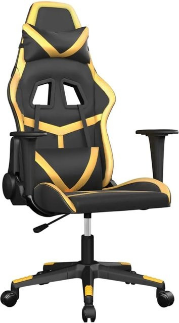 vidaXL Gaming-Stuhl Modell 9 in Schwarz und Gold aus Kunstleder mit Armlehnen und Kopfstütze - Bild 1
