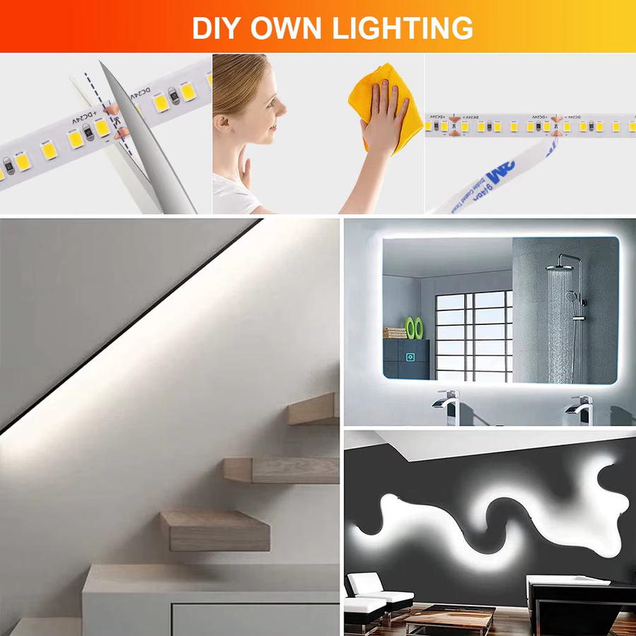HEGEHE LED-Streifen Warmweiß IP21 mit 180 LEDs pro Meter für DC 12V 24V - Bild 3