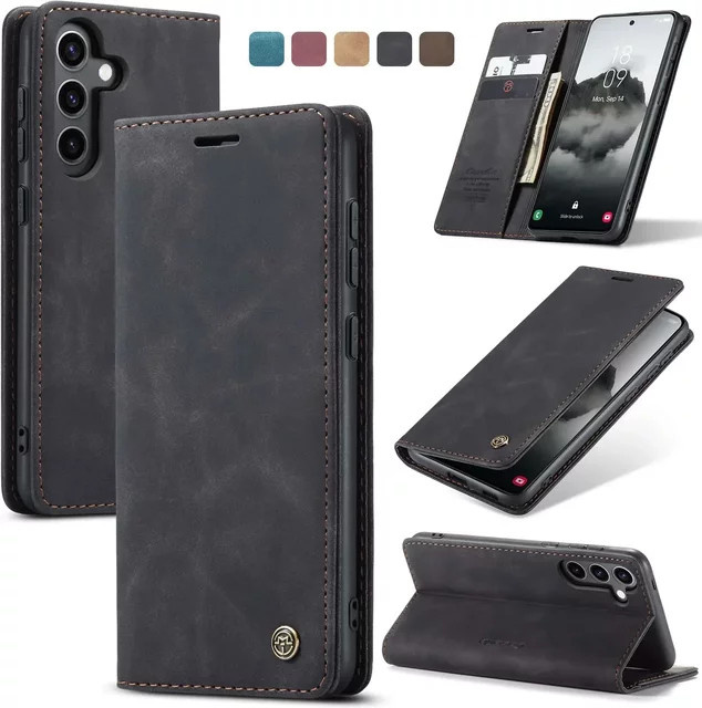 Flip-Ledertasche Kartenetui für Samsung Galaxy S25 Ultra S24 Ultra S23 FE S22 S21 S20 Plus A17 A16 A36 A56 A15 A55 A35 in Blau - Bild 1