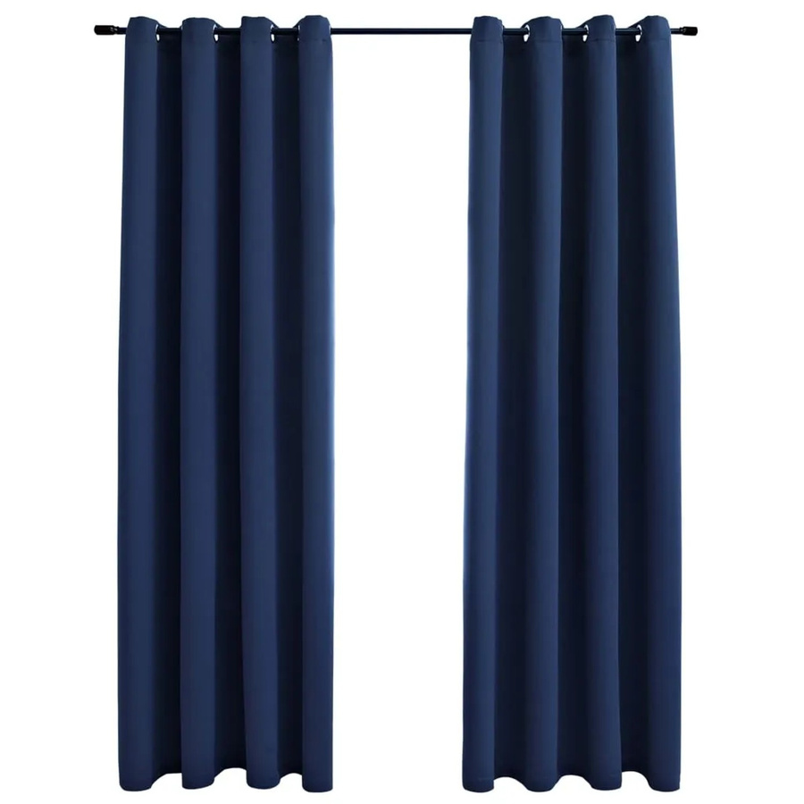 vidaXL Verdunkelungsvorhänge mit Metallösen, 2 Stück, Blau, B: 140 cm, H: 175 cm - Bild 2