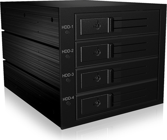 Icy Box Backplane SATA+SAS 4x3.5 zu mini SAS IB-564SAS-12G HDD-Wechselrahmen mit Lüfter in Schwarz - Bild 1