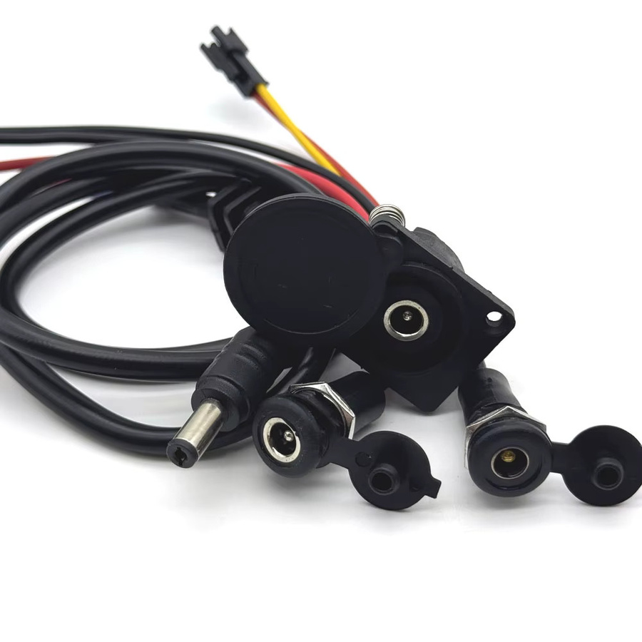 LAJQTAO Elektrofahrrad Ladekopf DC 2.1 / 2.5 Lithiumbatterie Ausgangsleitung für 36V/48V mit runden männlichen und weiblichen Steckern in Schwarz - Bild 2