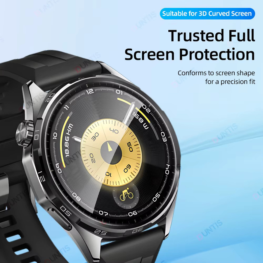 DUNTIS Displayschutzfolie für Huawei Watch GT 6 Pro 46 mm, 3D gebogener Ultra-HD-Schutz mit vollständiger Abdeckung, transparent - Bild 2