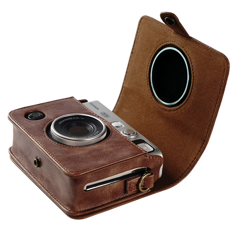 Fujifilm Instax MINI EVO Kameratasche aus PU-Leder in Gold und Braun - Bild 3