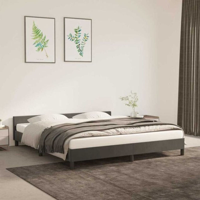 Polsterbett Vidaxl aus Samt und Holzwerkstoff in Anthrazit, B/T/H: 180 x 200 cm - Bild 1