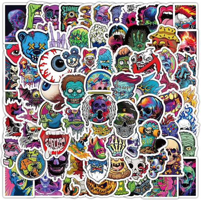 103 bunte Totenkopf-Aufkleber aus Papier für deine DIY-Dekoration von Tagebuch, Notizbuch und Bastelprojekten von Anime Worlds Store - Bild 1