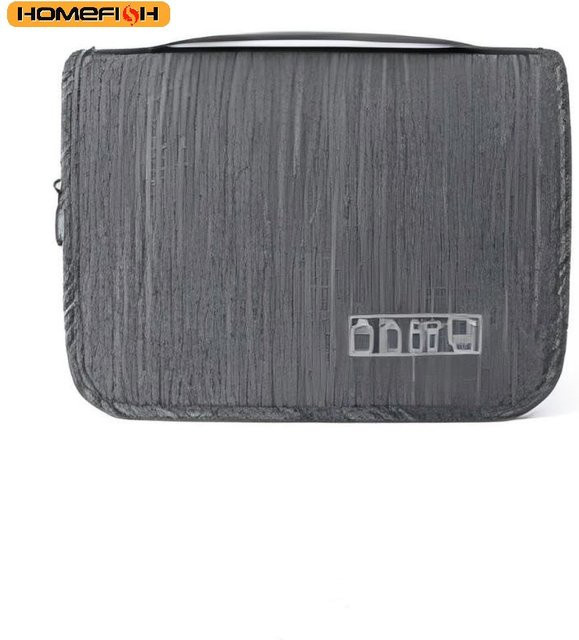 Homefish Wandmontierter Toilettenbeutel für Reisen und Kosmetik in Schwarz mit Mesh-Einsatz - Bild 1