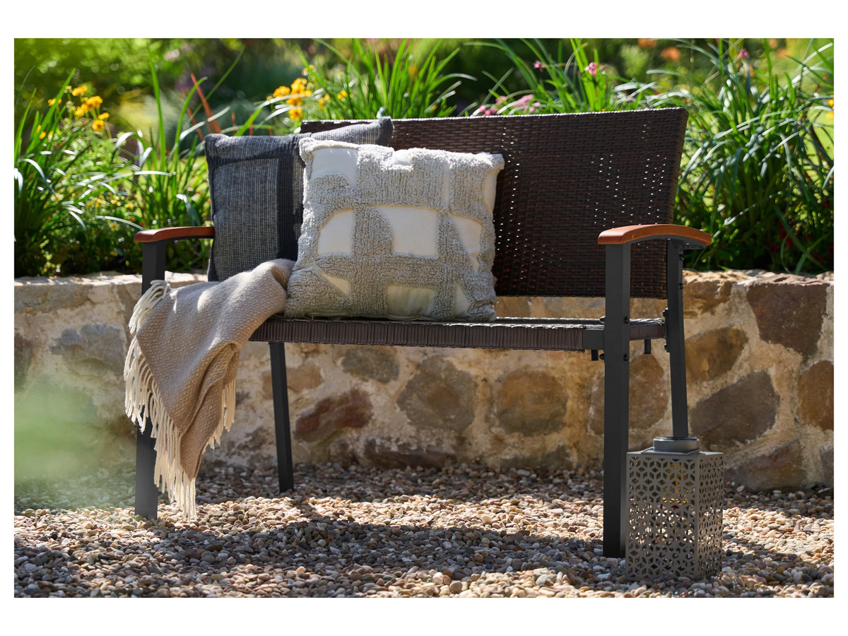 LIVARNO Gartenbank Valencia in Braun mit Rattan-Optik aus Aluminium und Kunststoffgeflecht, B/T/H: 112 x 58 x 91 cm - Bild 2