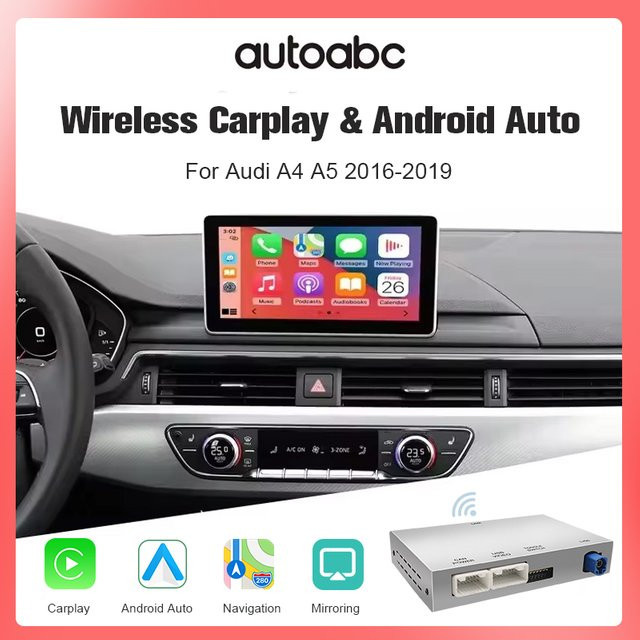 AUTOABC Kabelloses CarPlay und Android Auto Interface für Audi A4 B9 sowie A5 (2016-2018) mit Mirror Link, AirPlay und Rückfahrkamera Multimedia-Zubehör - Bild 1