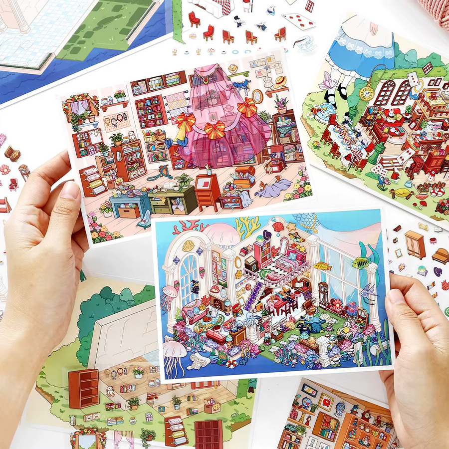 JIANQI Kawaii Innenszene 3D DIY Landschaft Aufkleber, Bunt / Mehrfarbig - Bild 3