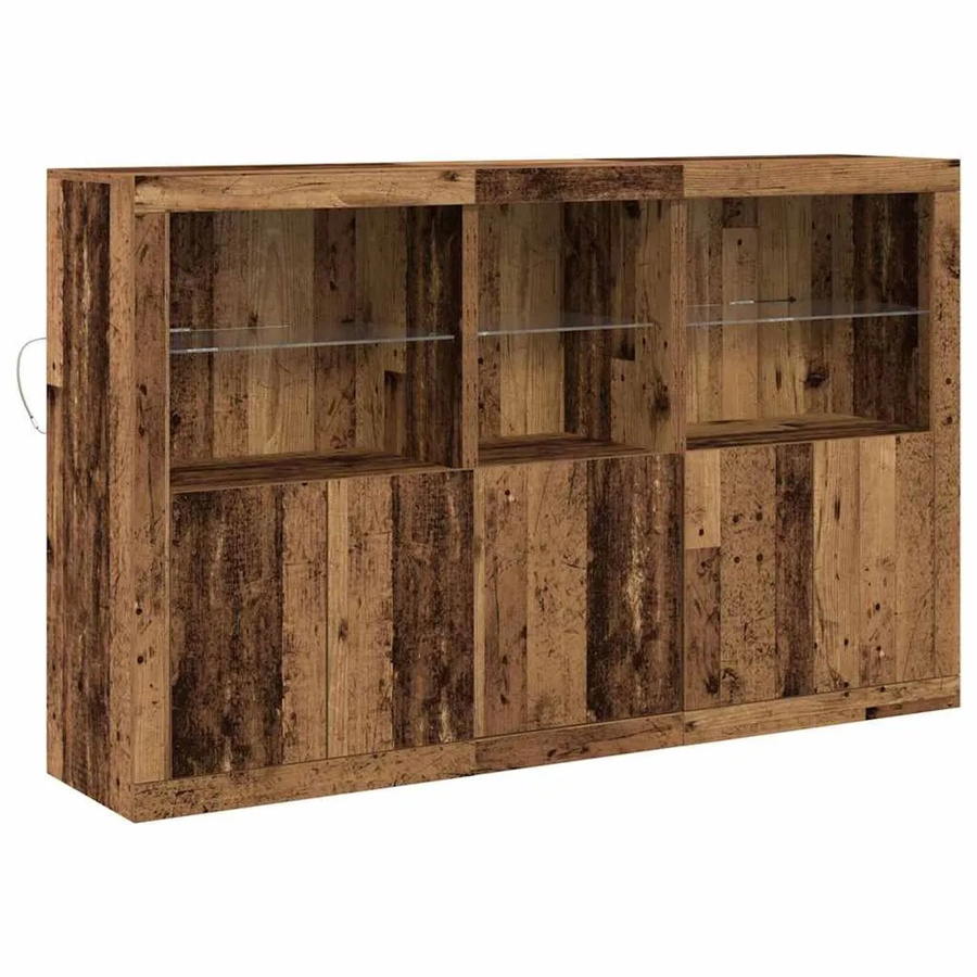 vidaXL Sideboard Altholz-Optik in Braun mit integrierter Beleuchtung, B/T/H: 162 x 37 x 100 cm - Bild 2