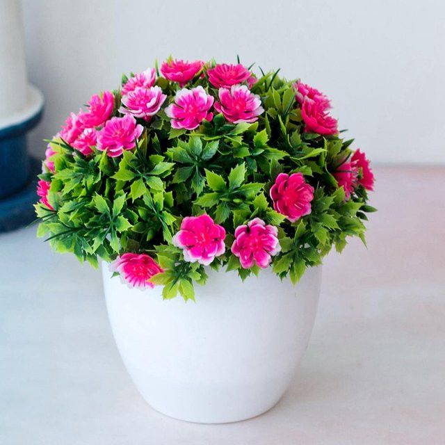 Künstliche Topfpflanze Sea of flowers in Rosa im Retro-Design für Indoor und Outdoor - Bild 1