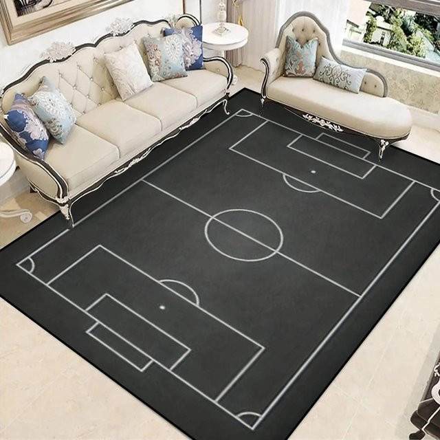 Wucifang Jewelry Kinder Fußballfeld Teppich Rutschfeste Spielmatte aus Polyester in Grau, B/T: 140 x 200 cm - Bild 1