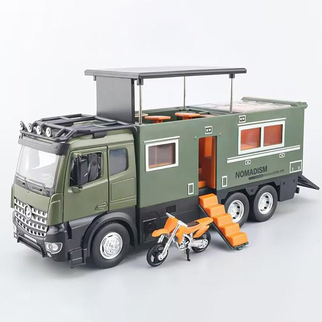 Maisto Benz Arocs Nomadism Navigator Wohnmobil Modellauto 1:18 grün - Bild 1