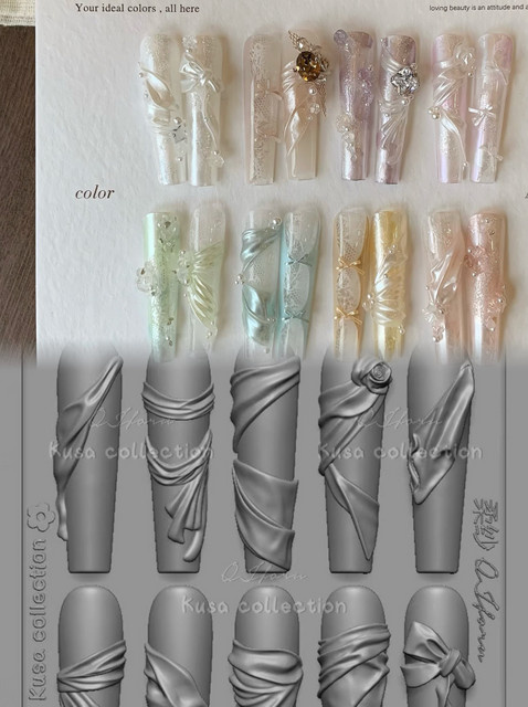 Misscheering Silikon Schablone für Nagelkunst, Schleifenband Barockperlen - Bild 1