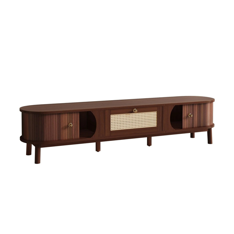 okwish TV Schrank mit Rattan Türen und Schubladen in Braun für dein Wohnzimmer, B/T/H: 170 x 39,5 x 38 cm - Bild 2
