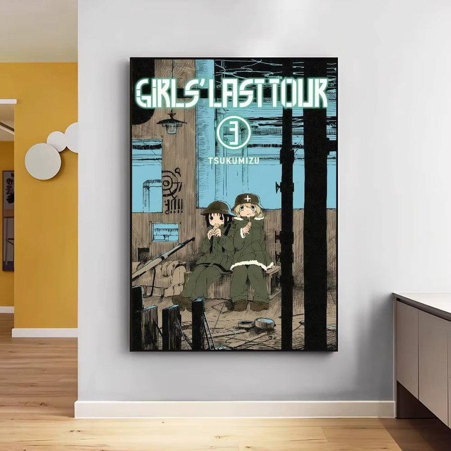 Selbstklebendes Anime Kunstposter Girls Last Tour Illustration in Mehrfarbig auf Whitepaper - Bild 4