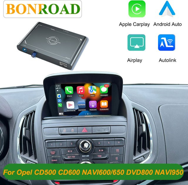 Bonroad Kabelloser CarPlay und Android Auto Adapter für Opel CD500 CD600 NAVI600 NAVI650 NAVI0110 NAVI950 DVD800, Schwarz - Bild 1