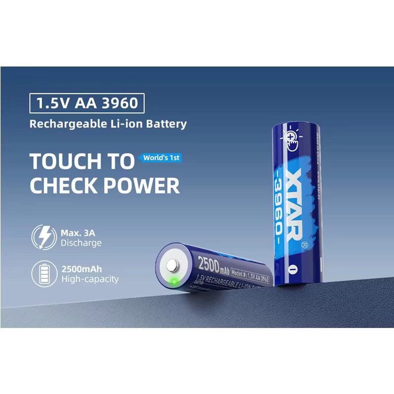 XTAR AA Li-Ionen-Akku 1,5 V 2500 mAh in Blau mit Touch-Funktion und geschützten Batteriezellen - Bild 3