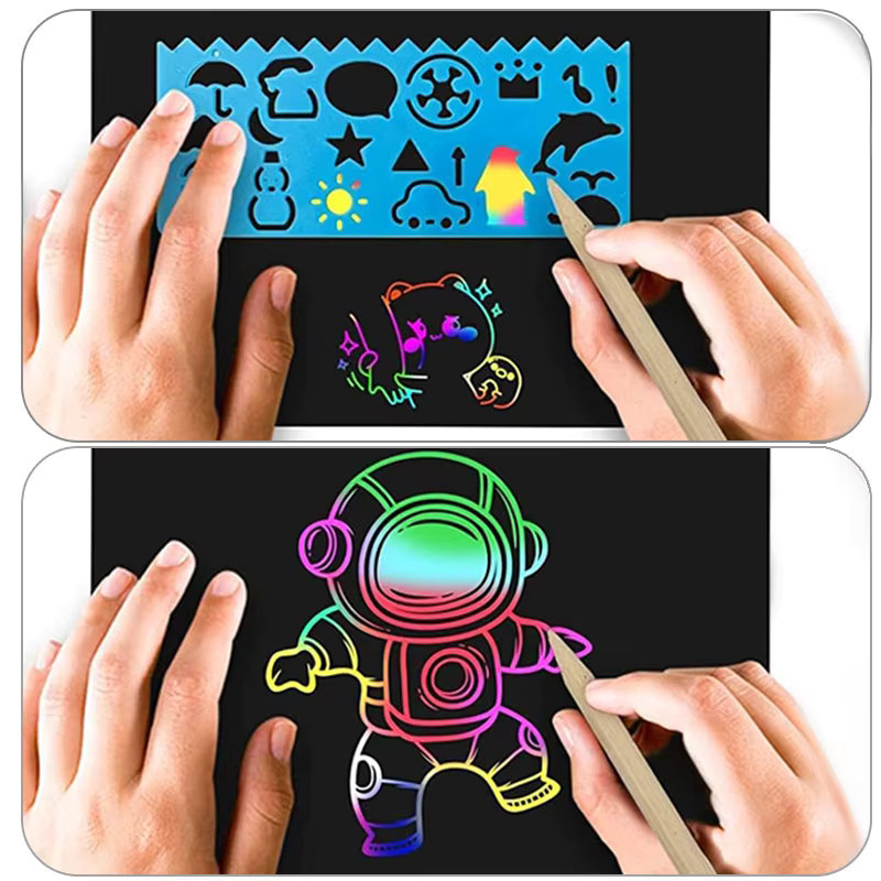 TMZ Regenbogen Scratch Papier Set für DIY Kunstprojekte in Bunt - Bild 2