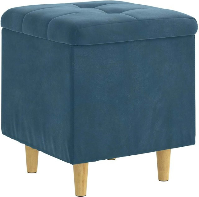 vidaXL Aufbewahrungsottomane aus Samt in Blau mit Kissen, B/T/H: 40 x 40 x 45 cm - Bild 1