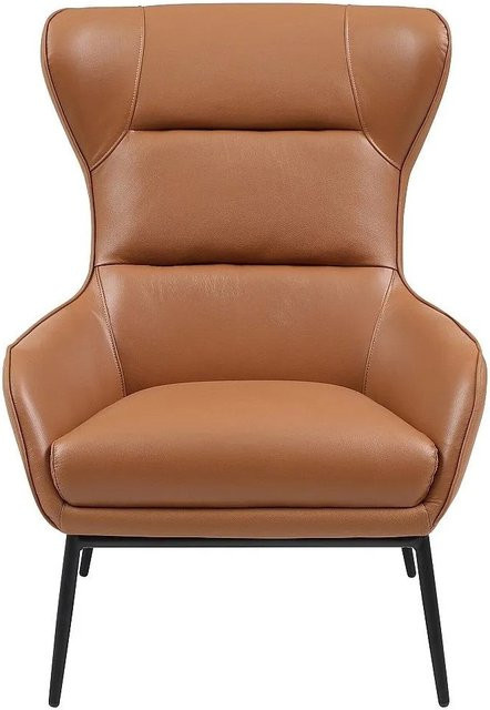 Vente-unique Sessel Dinnia mit gerader Rückenlehne aus Büffelleder in Kamelbraun, Breite: 69 cm, Tiefe: 69 cm, Höhe: 69 cm - Bild 1